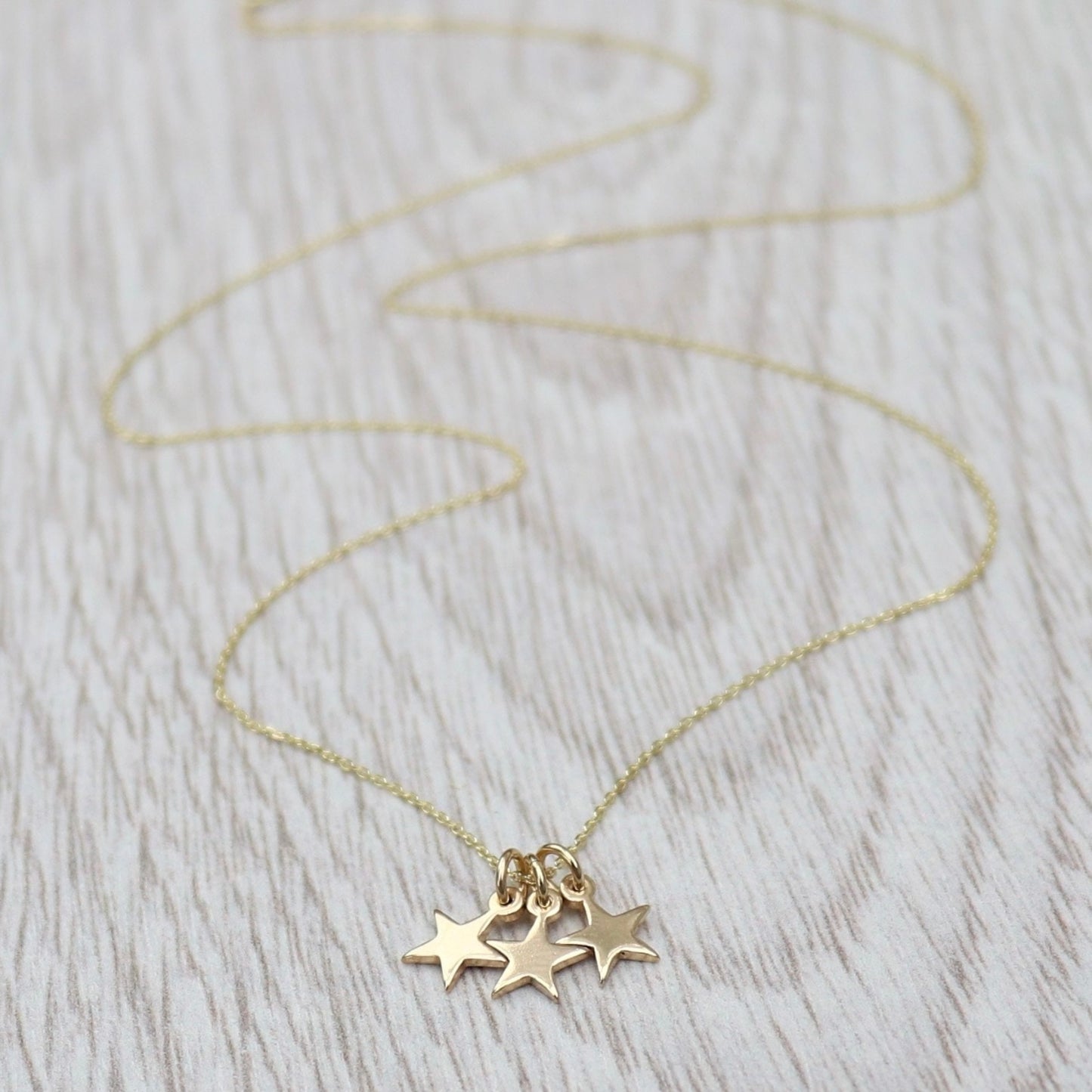 9ct solid yellow gold teeny-weeny letter star charm pendant and chain