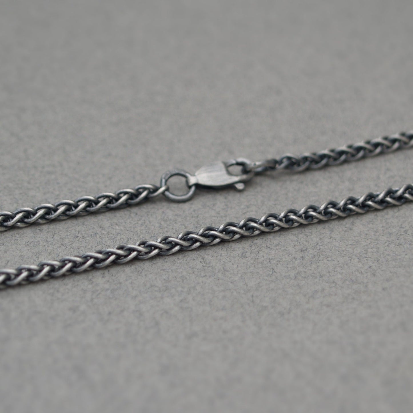 Oxidised or polished silver 2.5mm wide spiga chain