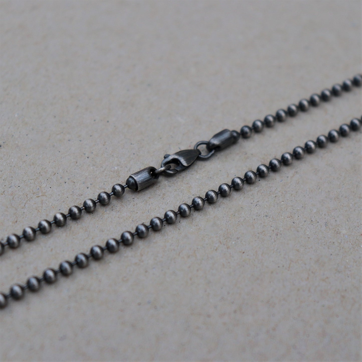 Oxidised or polished sterling silver 3mm ball chain