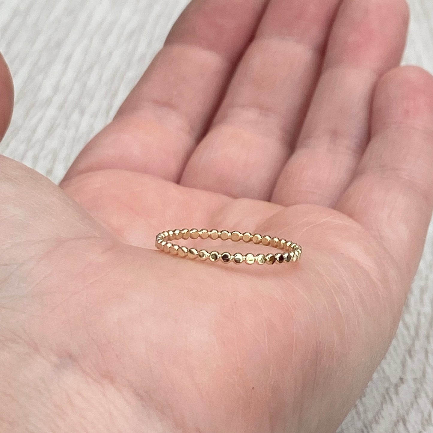 9ct solid yellow gold 1.5mm flat bead skinny stacking ring - Sizes B to U