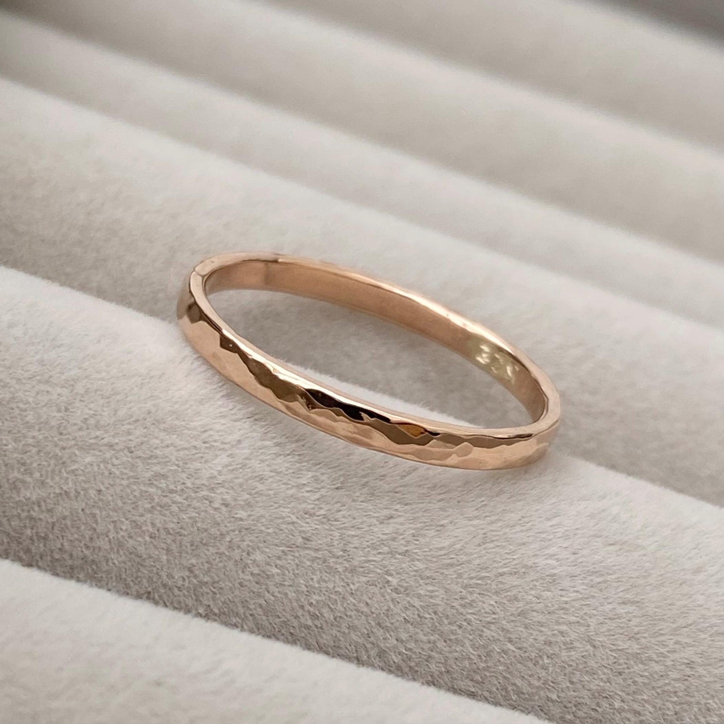 Handmade 9ct rose gold hammered finish 1.8mm court ring - Made from vintage gold