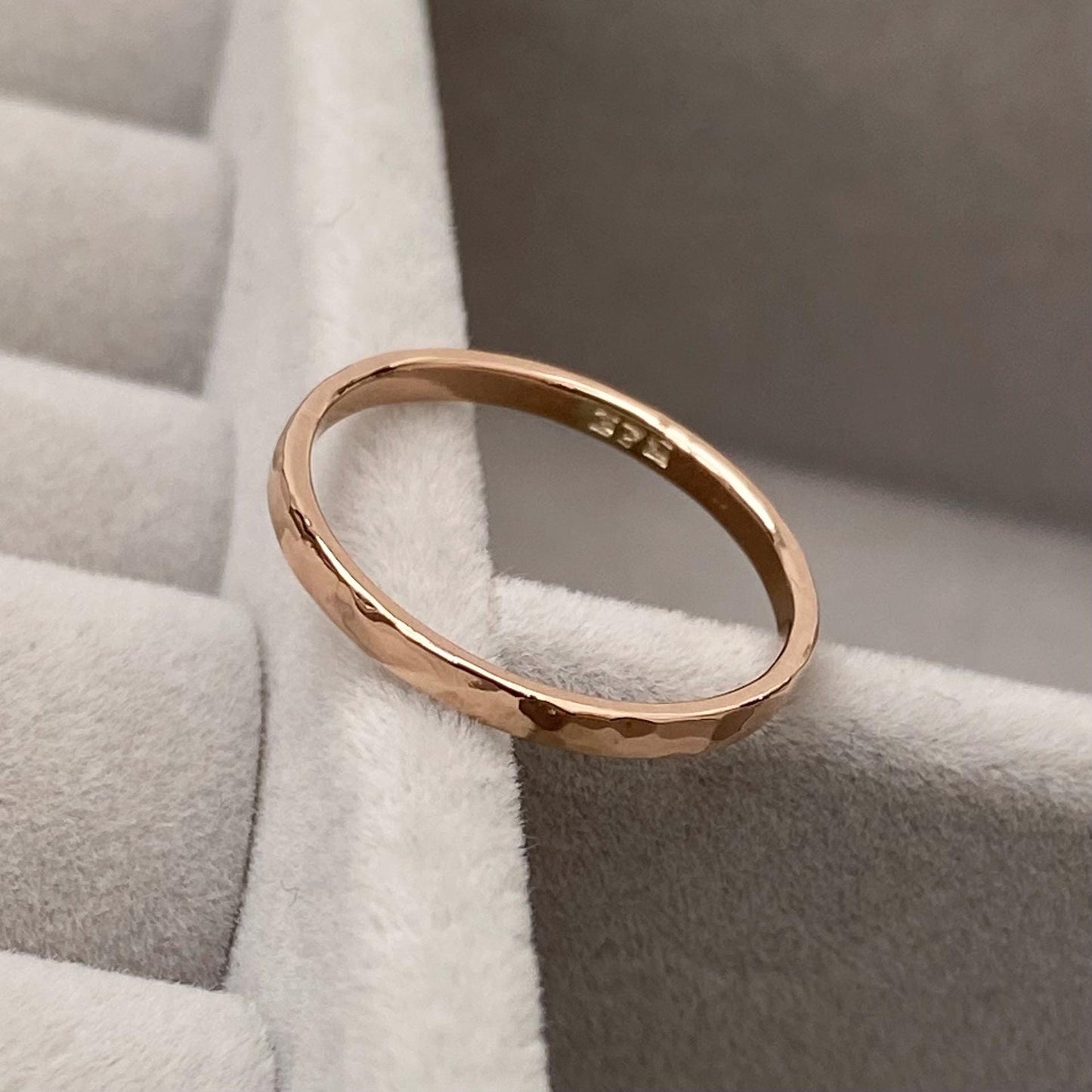 Handmade 9ct rose gold hammered finish 1.8mm court ring - Made from vintage gold
