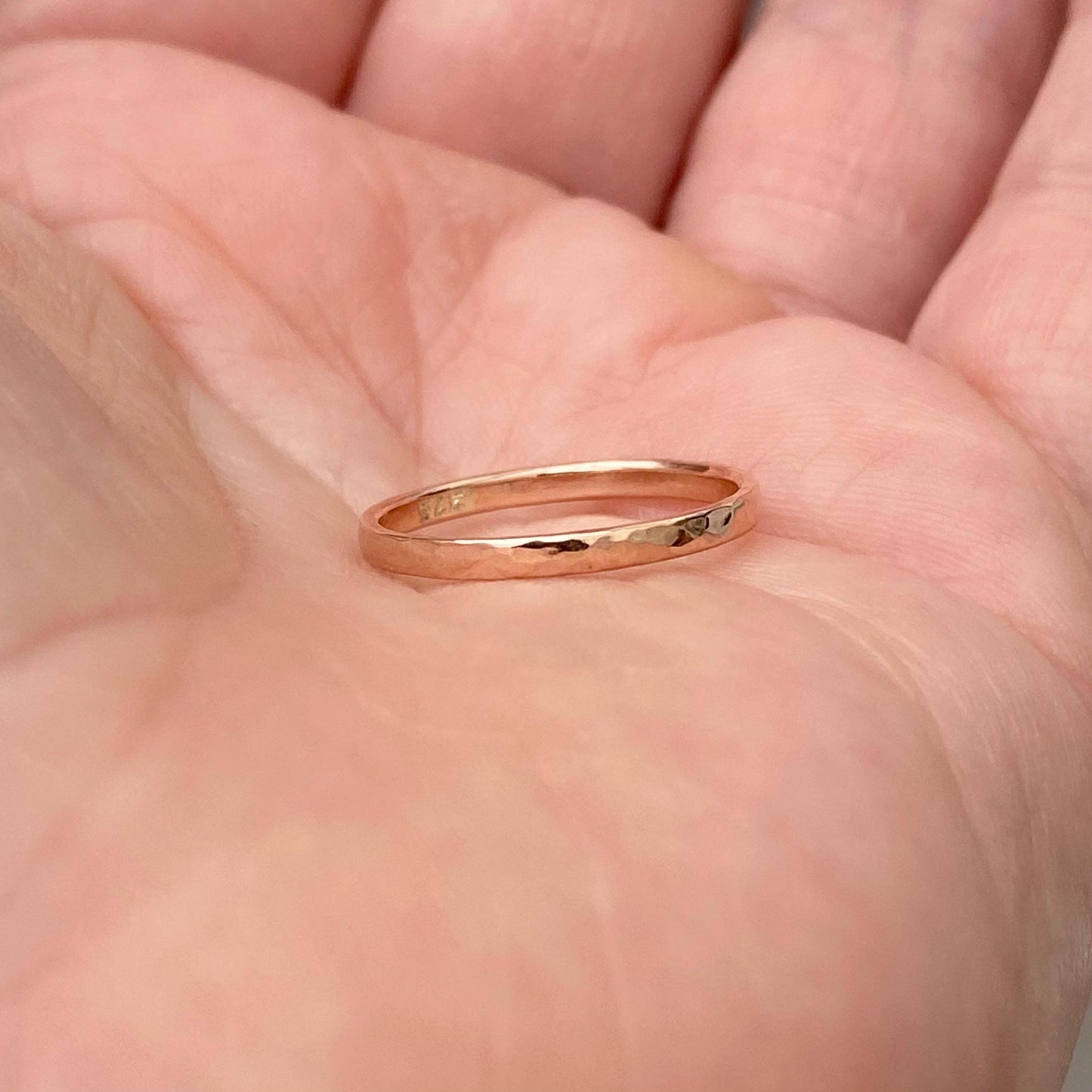 Handmade 9ct rose gold hammered finish 1.8mm court ring - Made from vintage gold