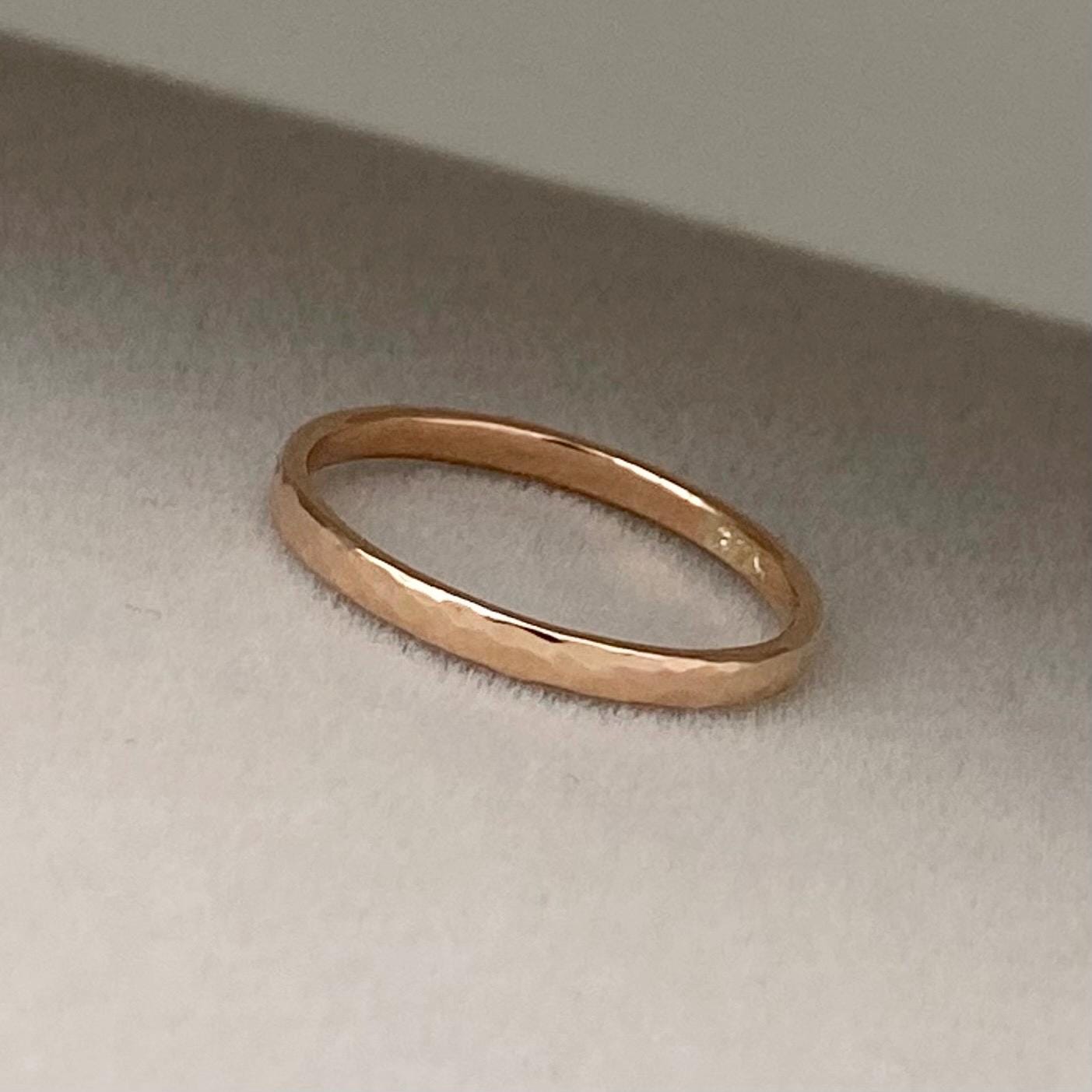 Handmade 9ct rose gold hammered finish 1.8mm court ring - Made from vintage gold