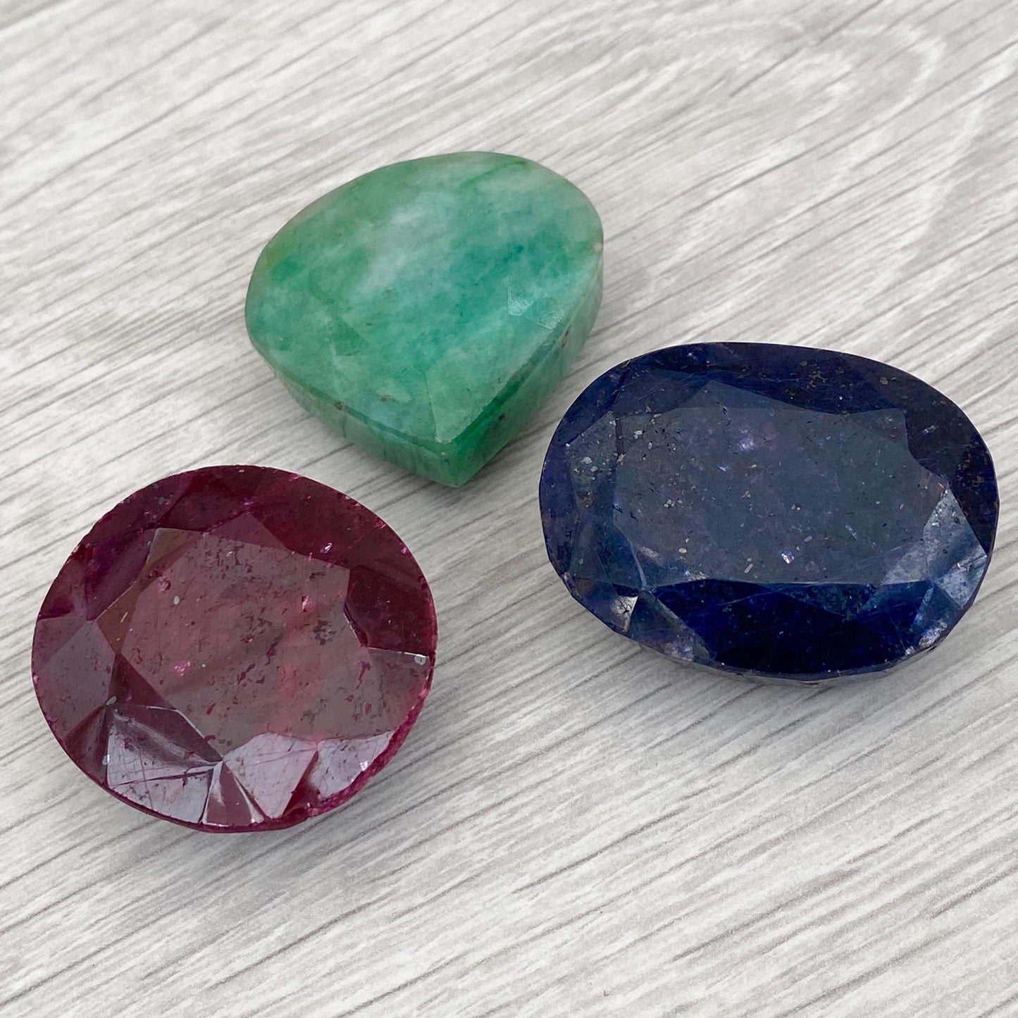 Vintage large Emerald Ruby and Sapphire gemstones