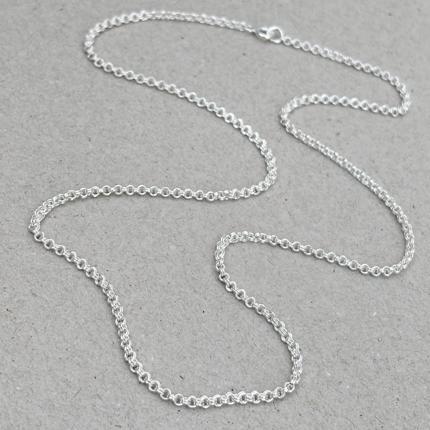 Oxidised or polished sterling silver 2.2mm wide double link belcher chain