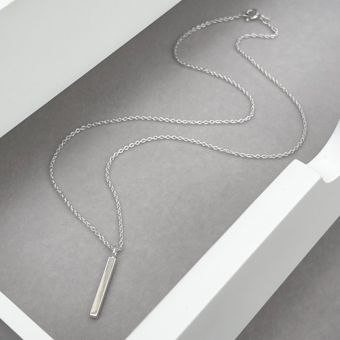 New listing - Handmade solid sterling silver ingot bar charm pendant on a trace chain