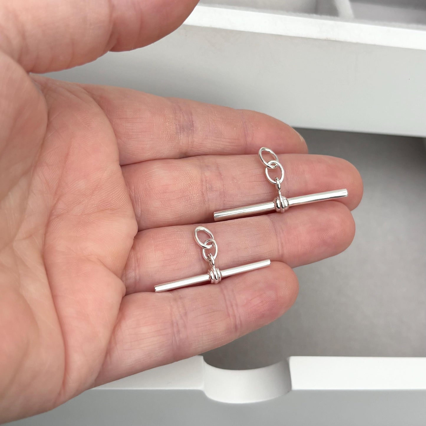 New listing - Oxidised or polished solid sterling silver T - Bar pendant, attachment. Small and medium