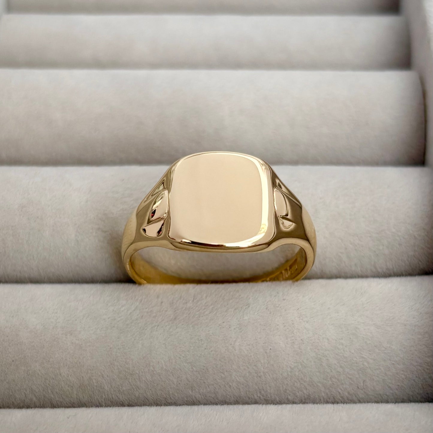 Just in! Vintage 1950s 9ct yellow gold Large Cushion signet ring