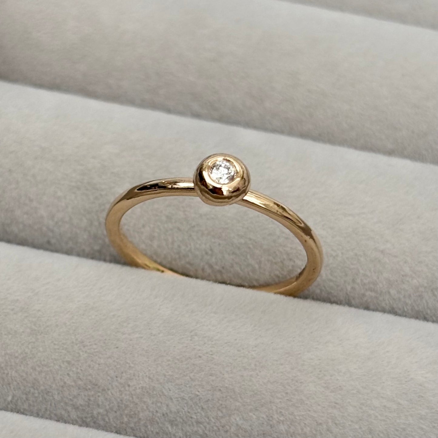 Handmade 9ct solid yellow gold natural diamond nugget stacking ring