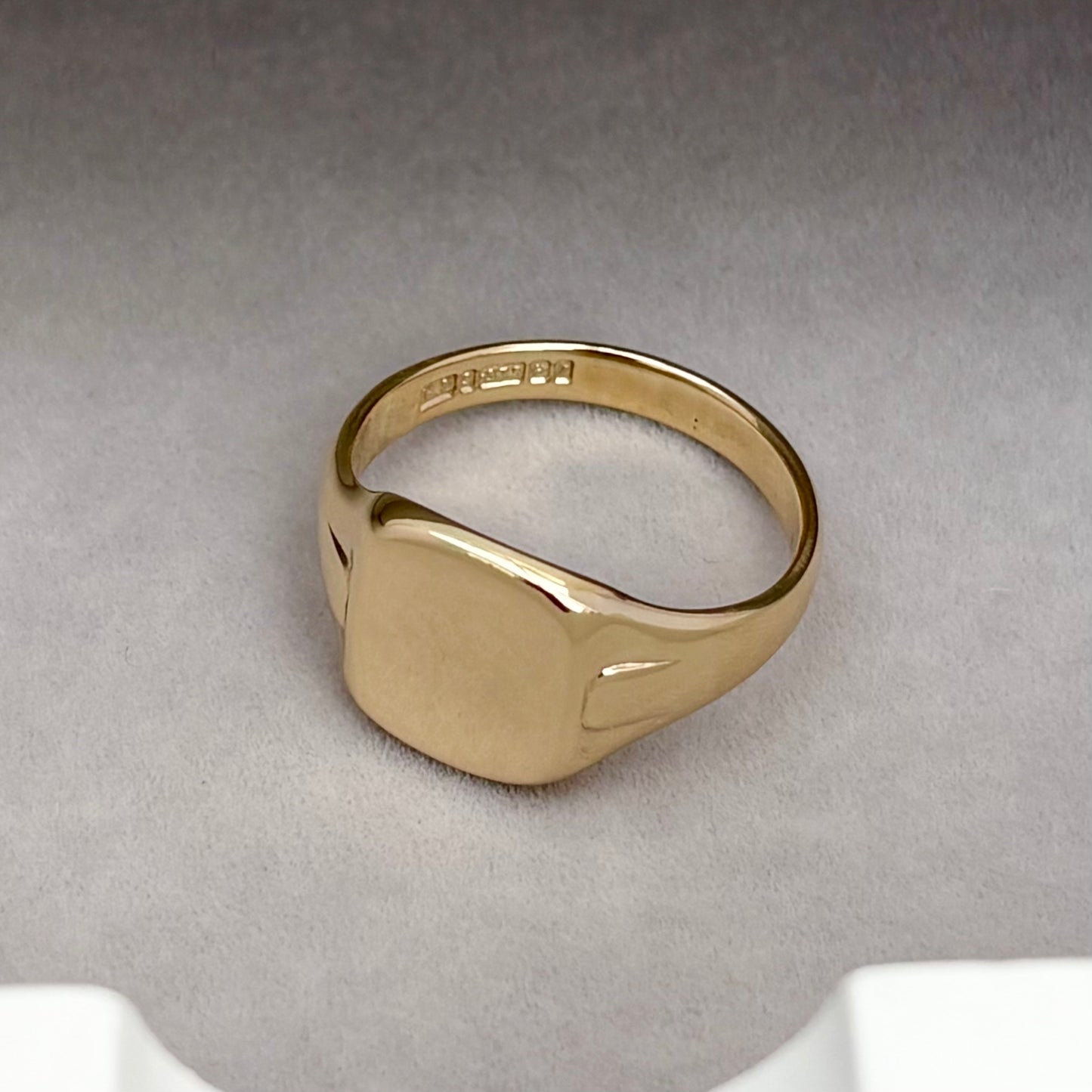Just in! Vintage 1950s 9ct yellow gold Large Cushion signet ring
