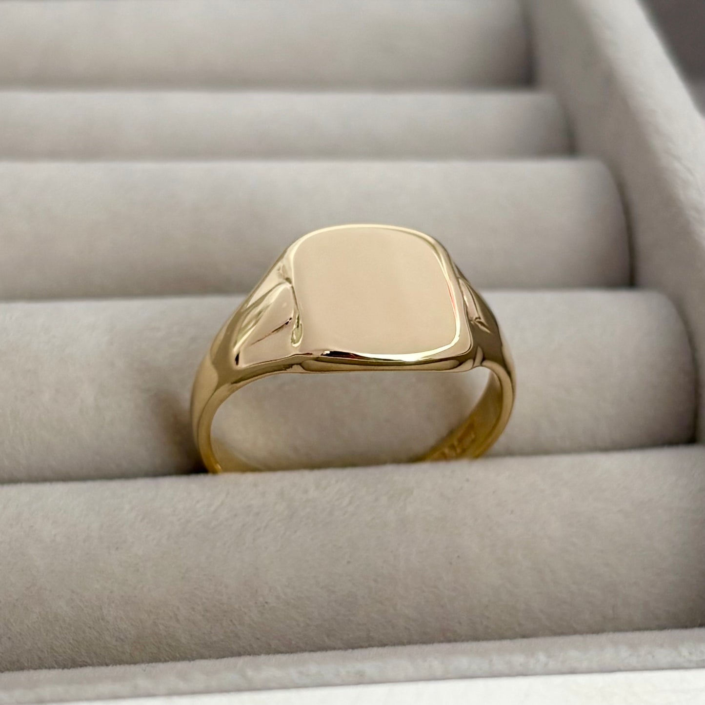 Just in! Vintage 1950s 9ct yellow gold Large Cushion signet ring