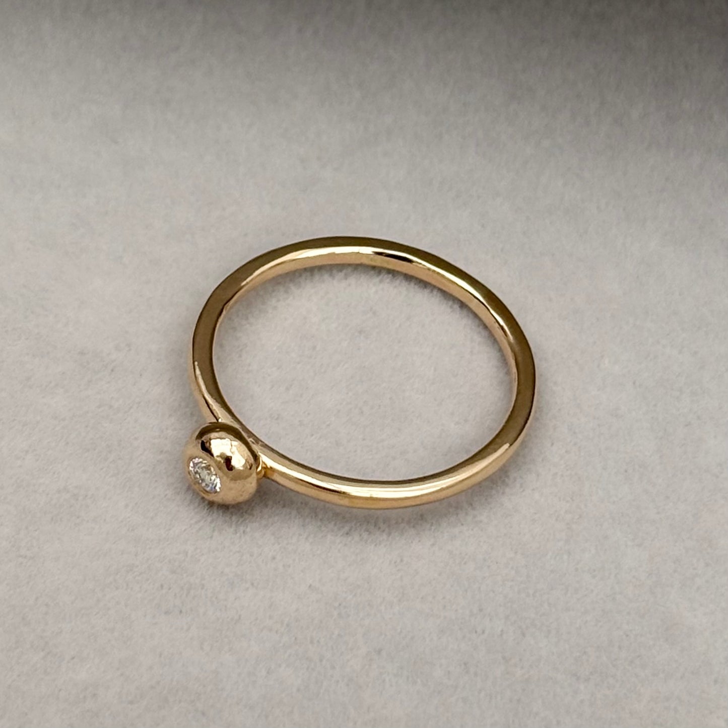 Handmade 9ct solid yellow gold natural diamond nugget stacking ring