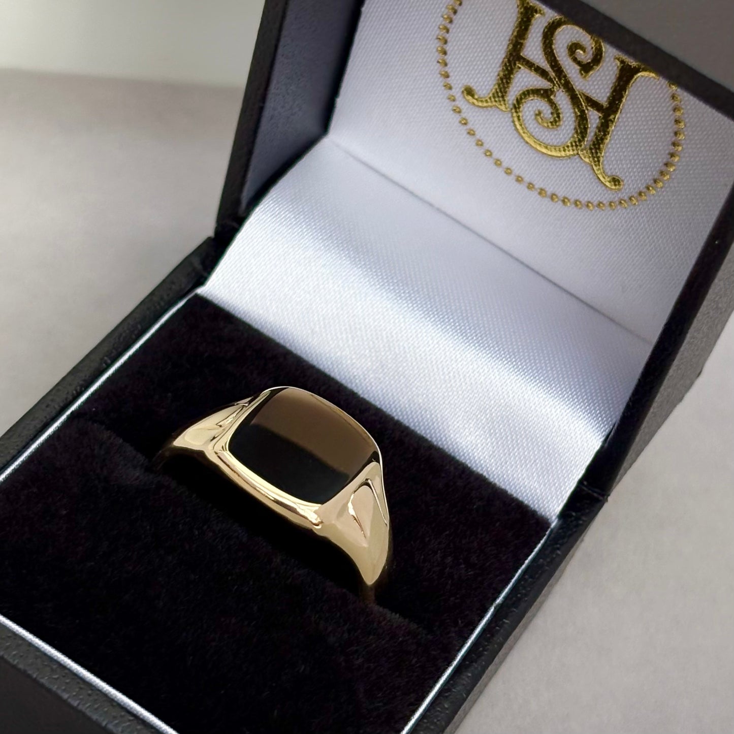 Just in! Vintage 1950s 9ct yellow gold Large Cushion signet ring