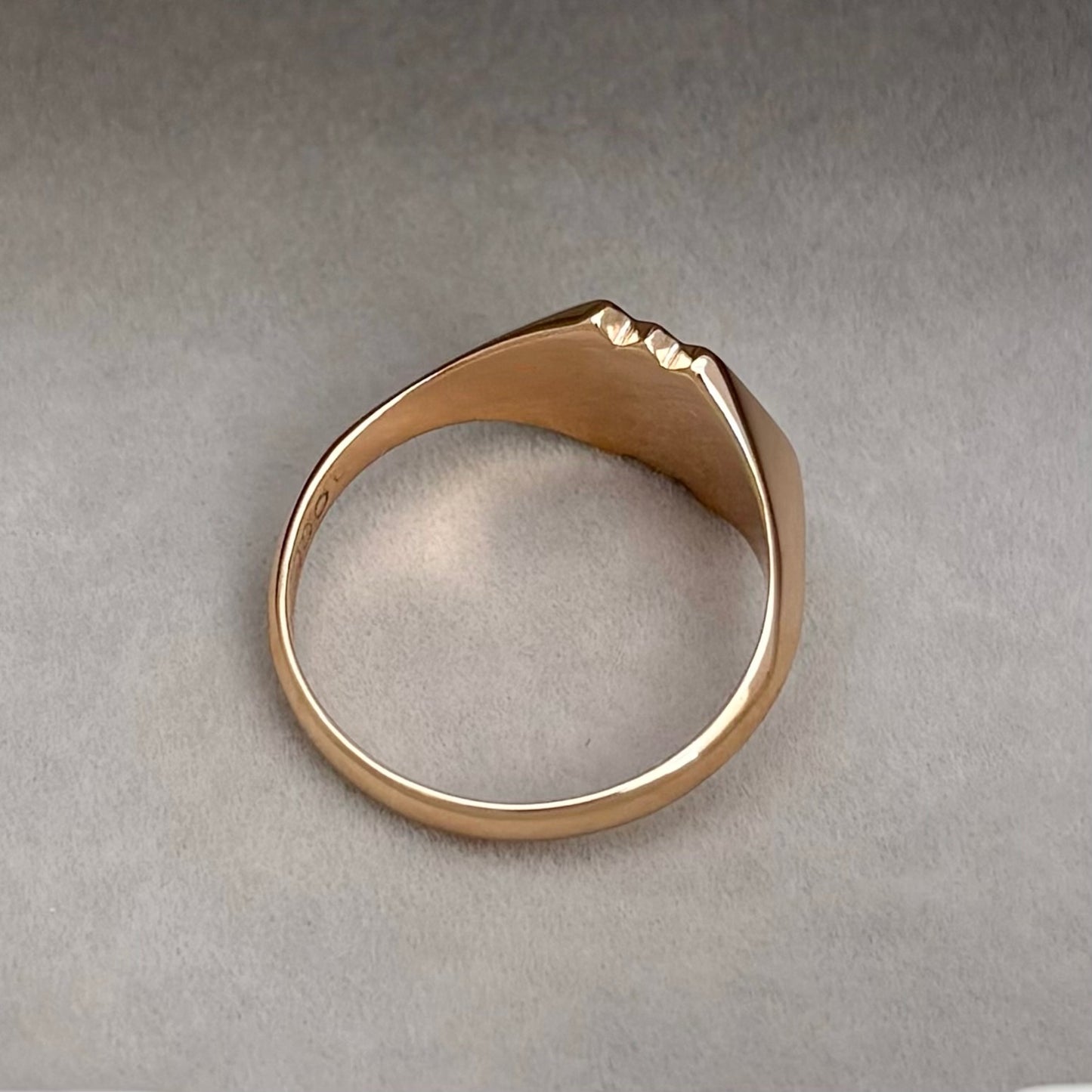 Vintage 1950s 9ct Rose Gold Unique Shape Signet Ring