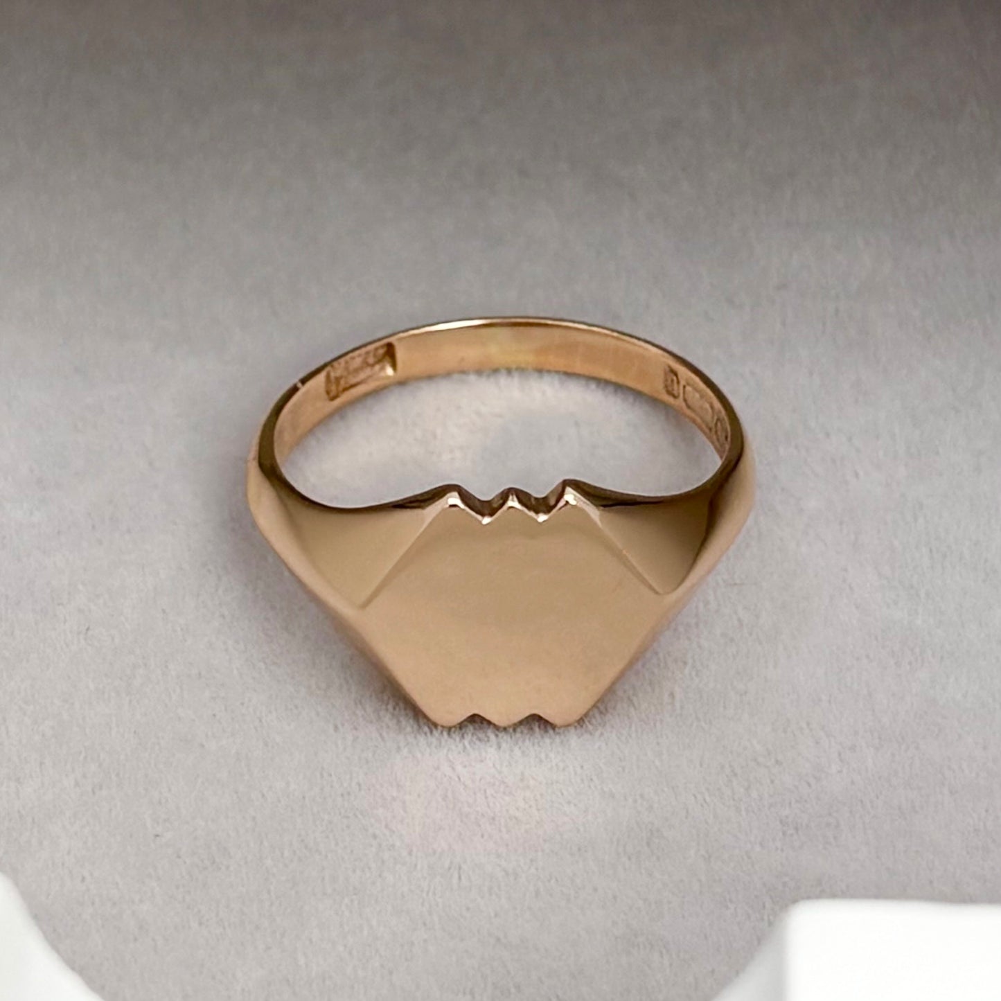Vintage 1950s 9ct Rose Gold Unique Shape Signet Ring