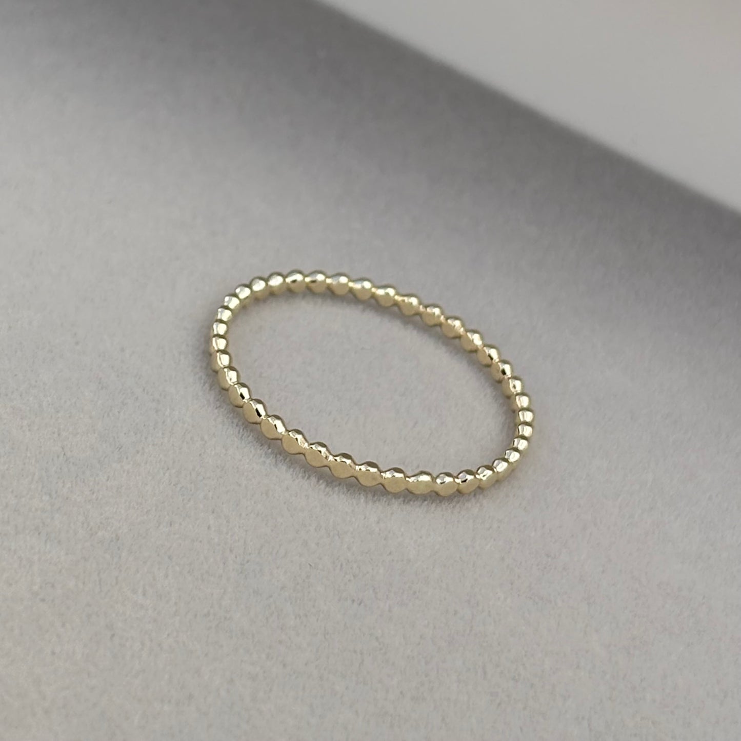 9ct solid yellow gold 1.5mm flat bead skinny stacking ring - Sizes B to U
