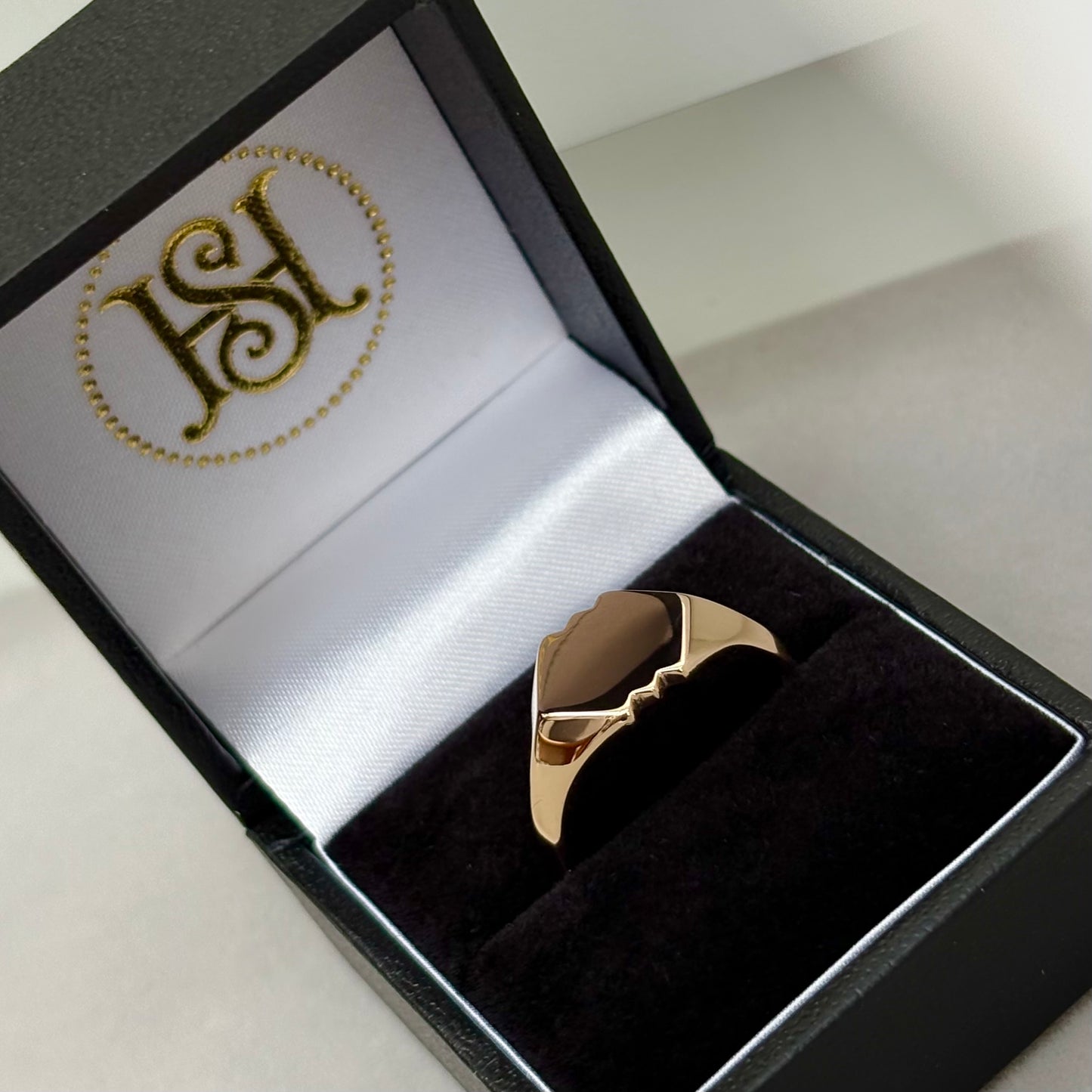 Vintage 1950s 9ct Rose Gold Unique Shape Signet Ring
