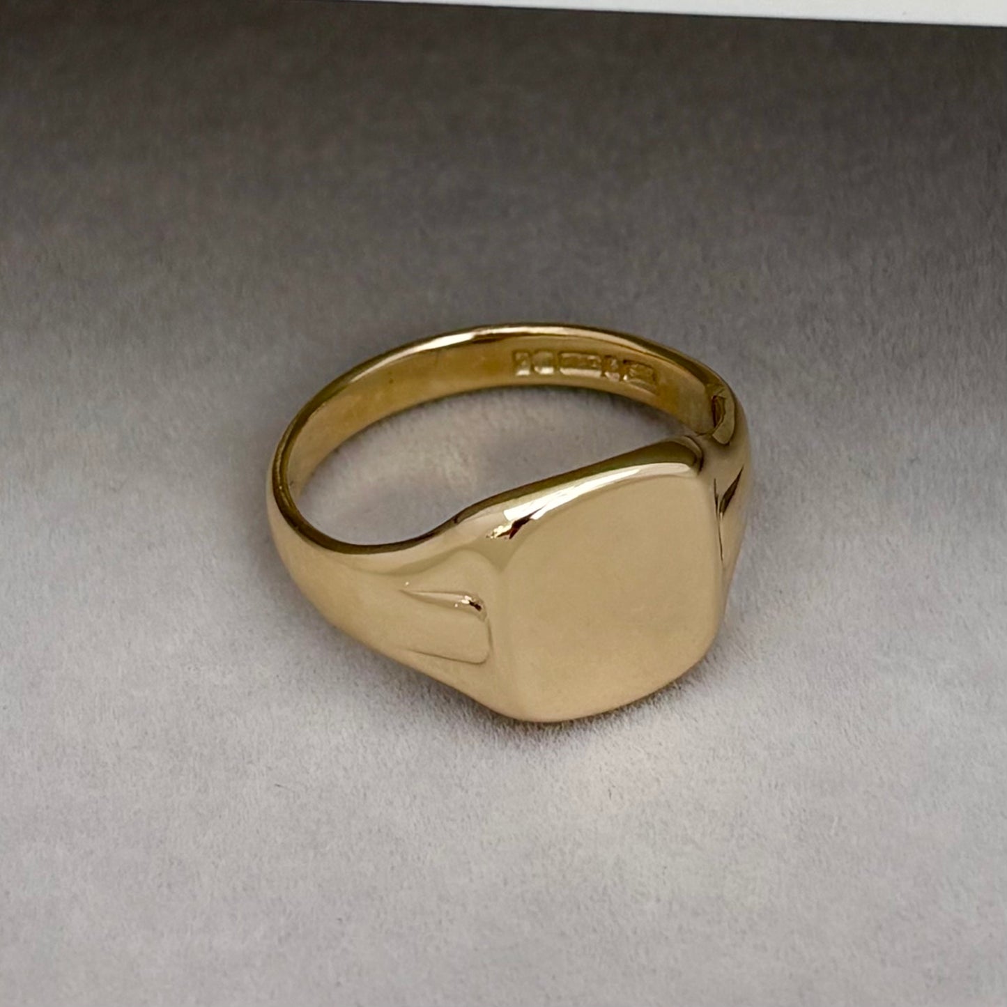 Just in! Vintage 1950s 9ct yellow gold Large Cushion signet ring