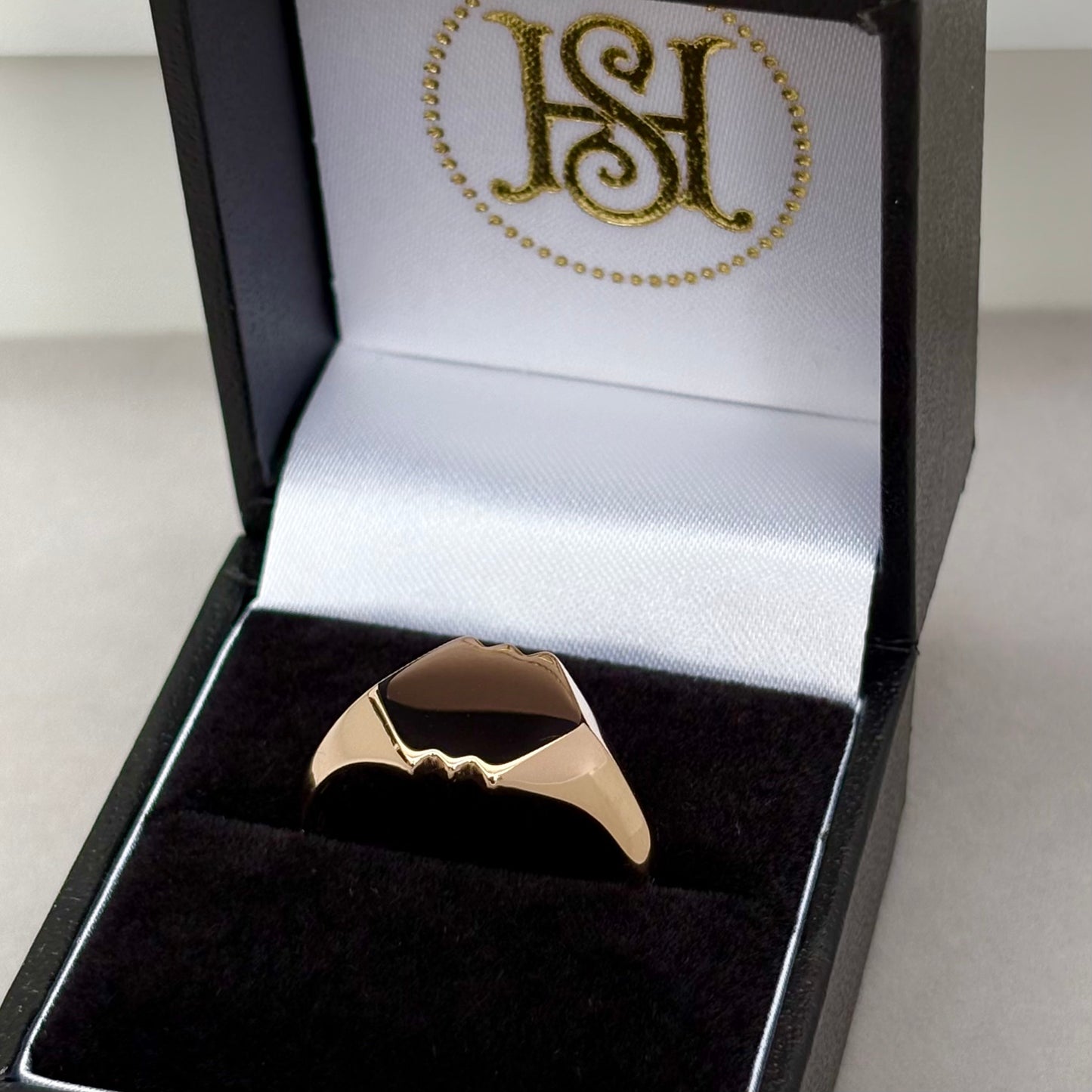 Vintage 1950s 9ct Rose Gold Unique Shape Signet Ring