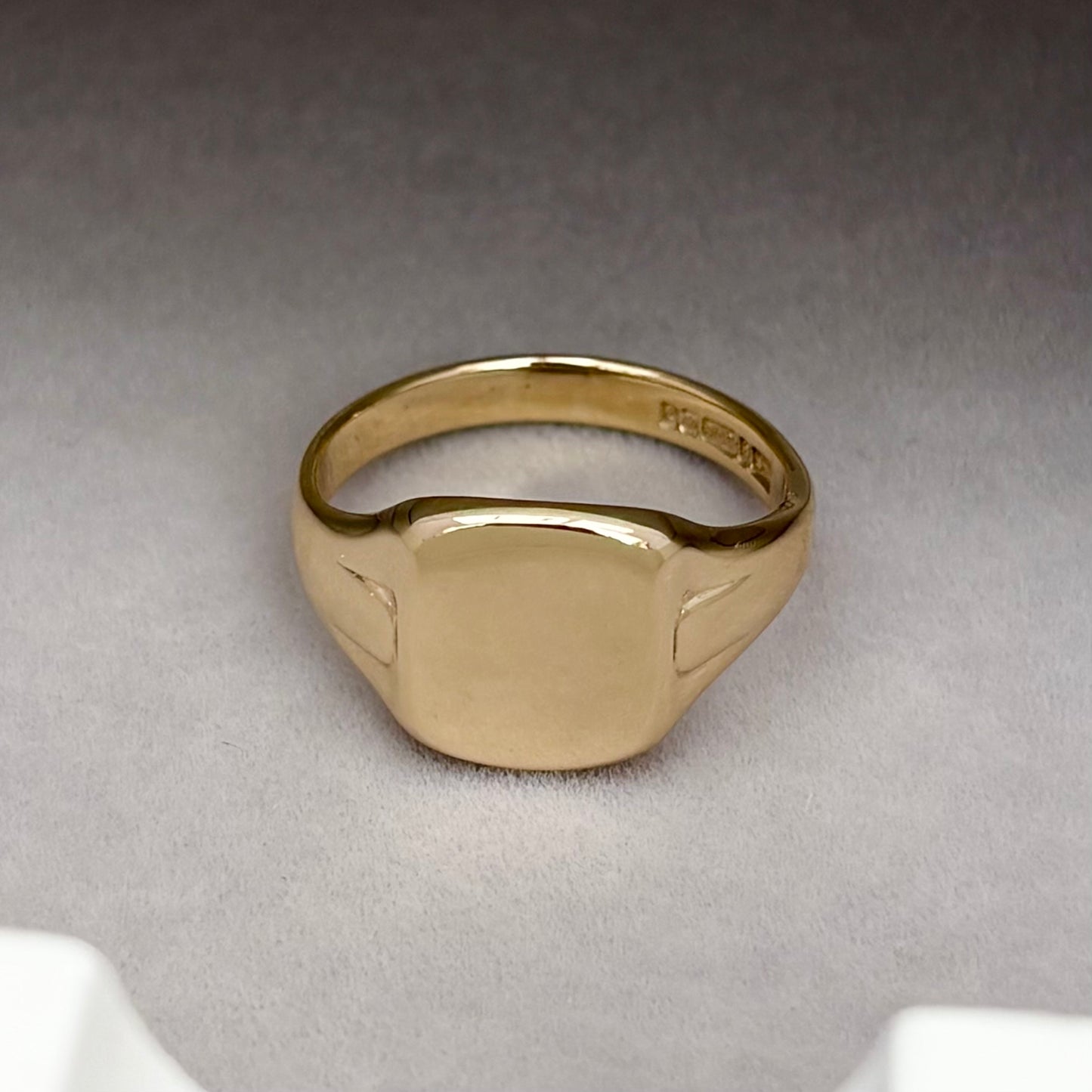 Just in! Vintage 1950s 9ct yellow gold Large Cushion signet ring