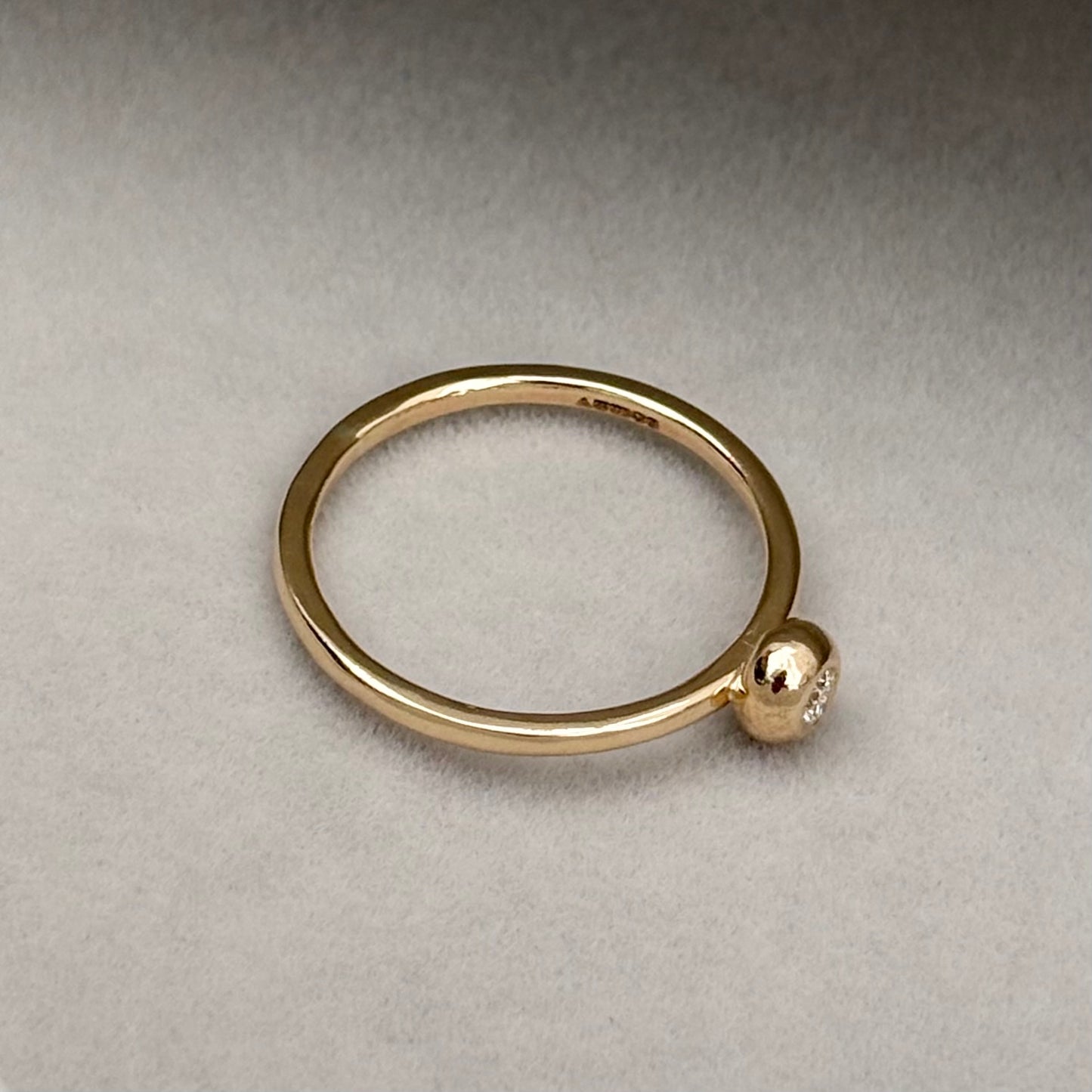 Handmade 9ct solid yellow gold natural diamond nugget stacking ring