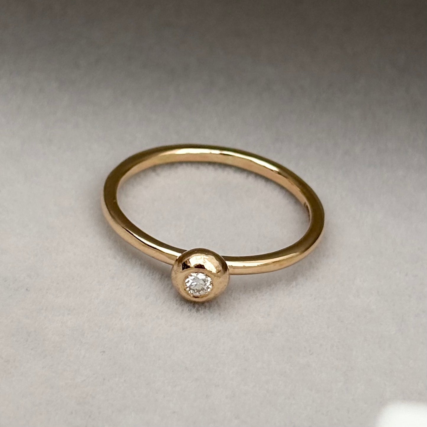 Handmade 9ct solid yellow gold natural diamond nugget stacking ring