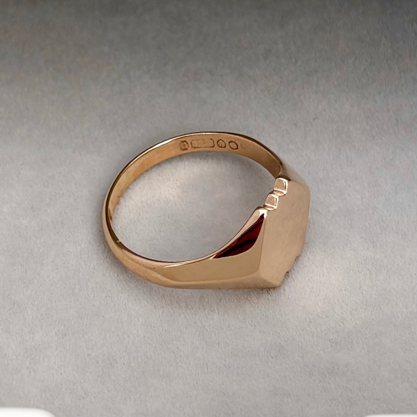 Vintage 1950s 9ct Rose Gold Unique Shape Signet Ring