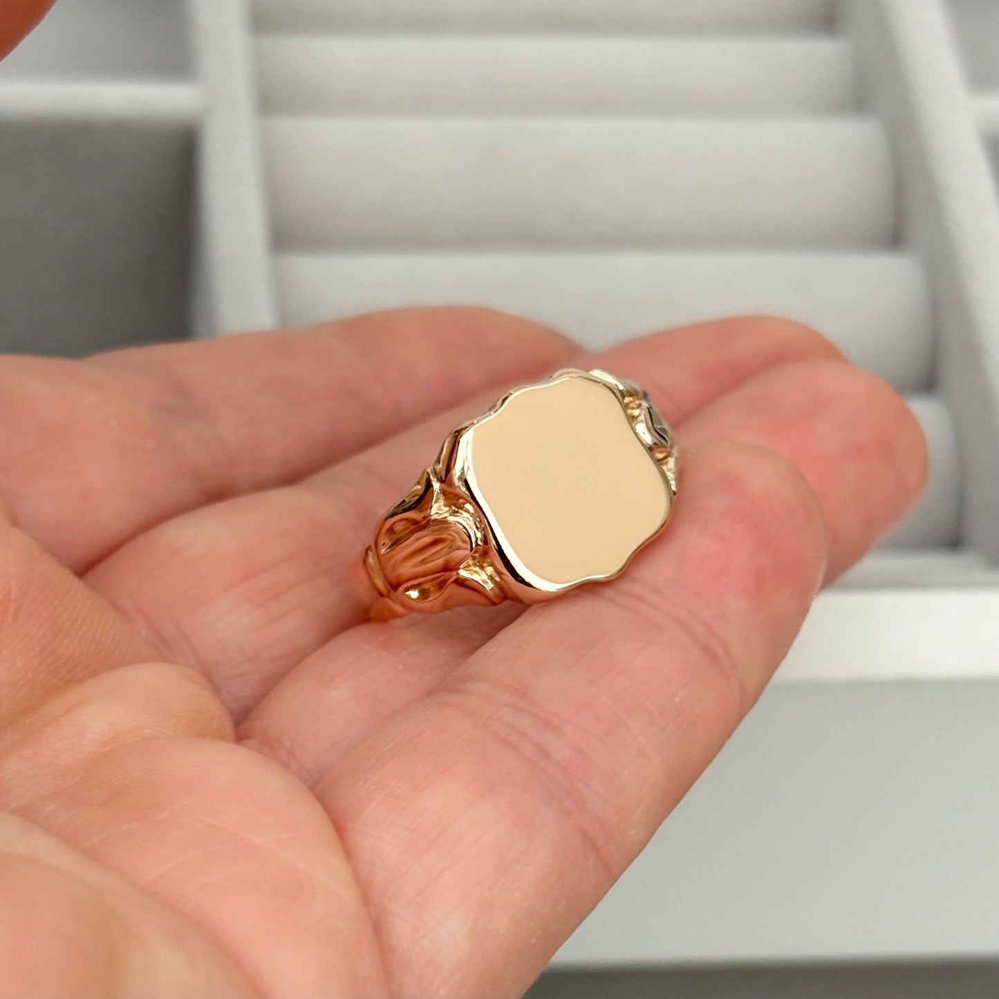 Special order - Vintage 1920s 9ct rose gold shield signet ring