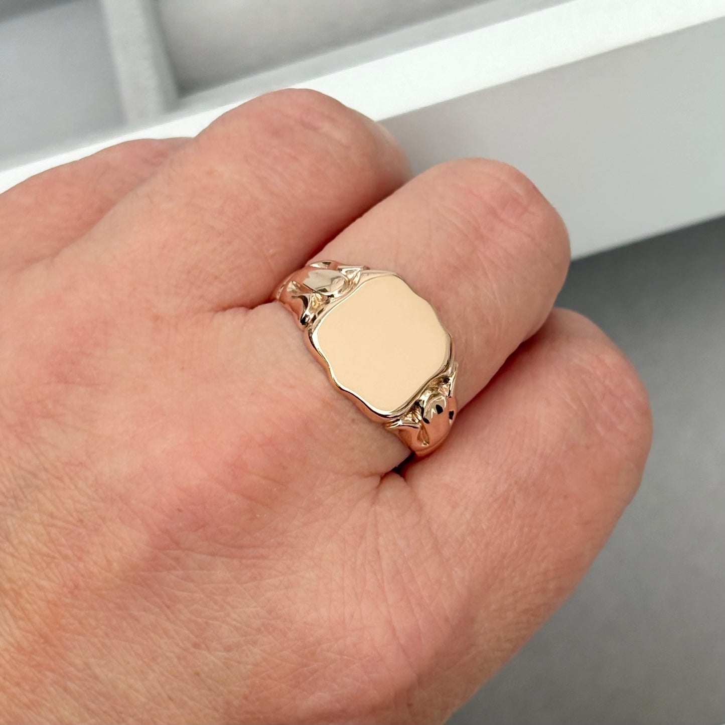 Special order - Vintage 1920s 9ct rose gold shield signet ring