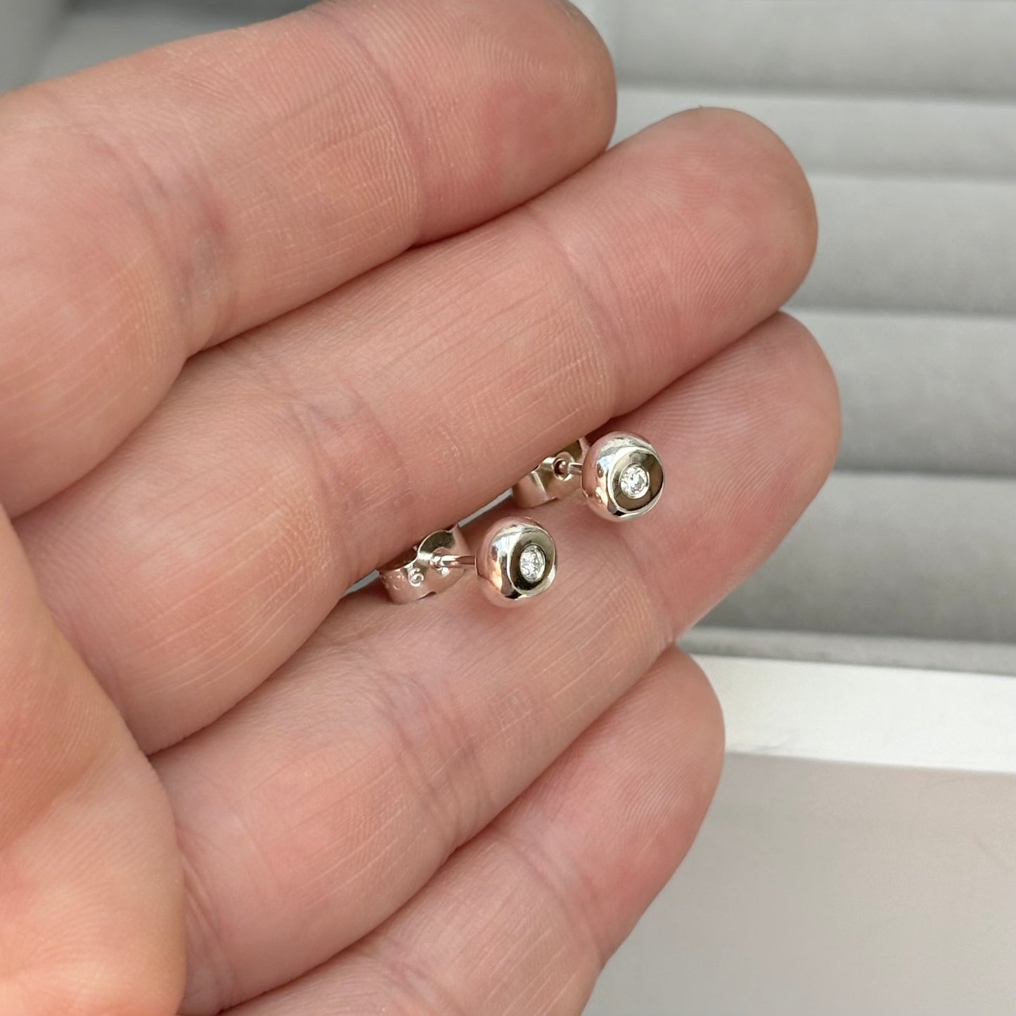 New arrival! Handmade sterling silver 1.8mm natural diamond nugget stud earrings