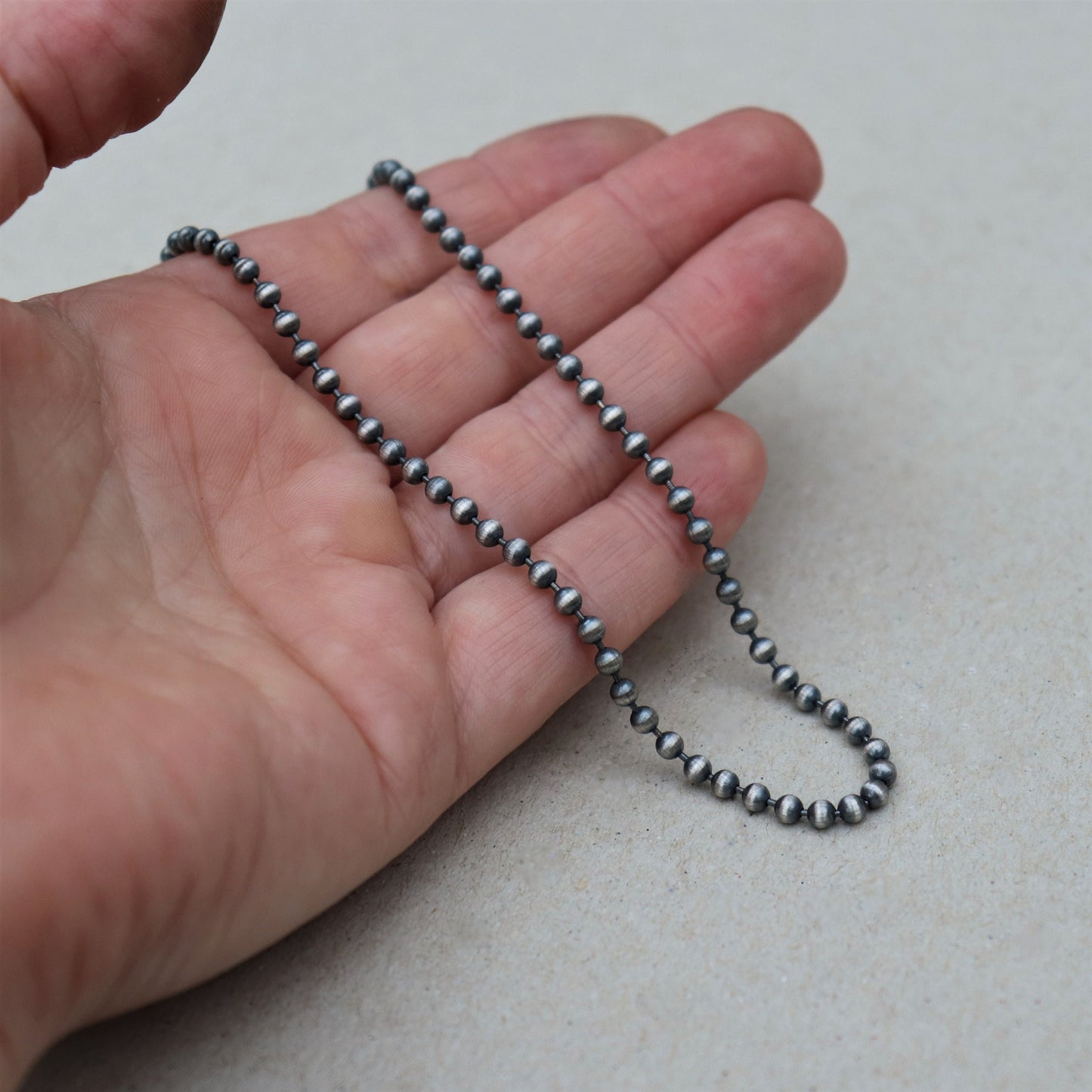 Oxidised or polished sterling silver 3mm ball chain