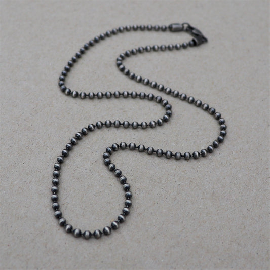 Oxidised or polished sterling silver 3mm ball chain