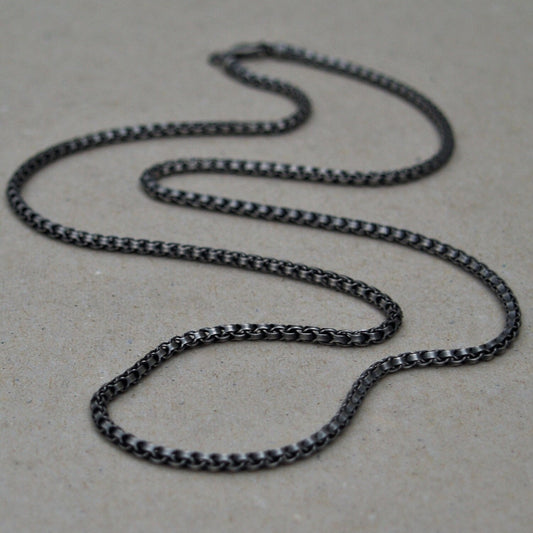 Silver 2.5mm wide dovetail chain - Oxidised or polished