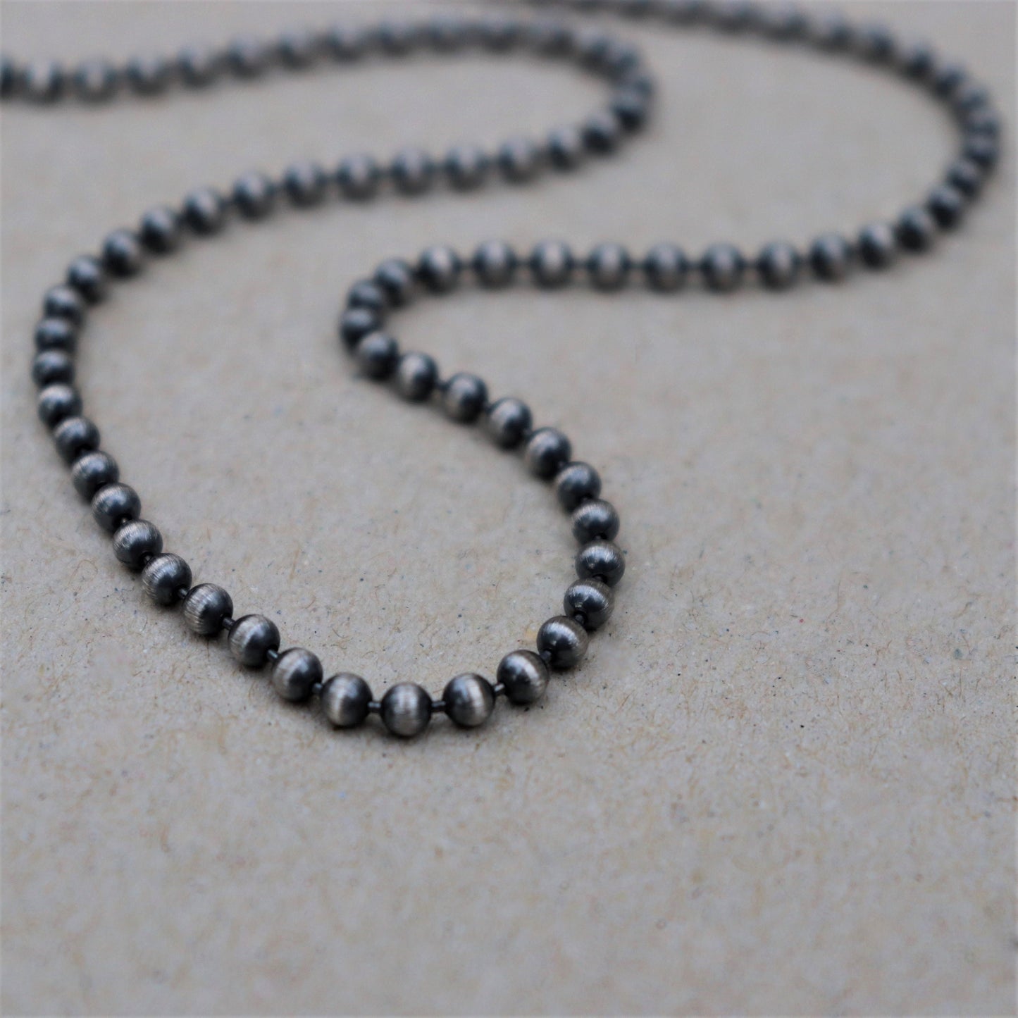 Oxidised or polished sterling silver 3mm ball chain