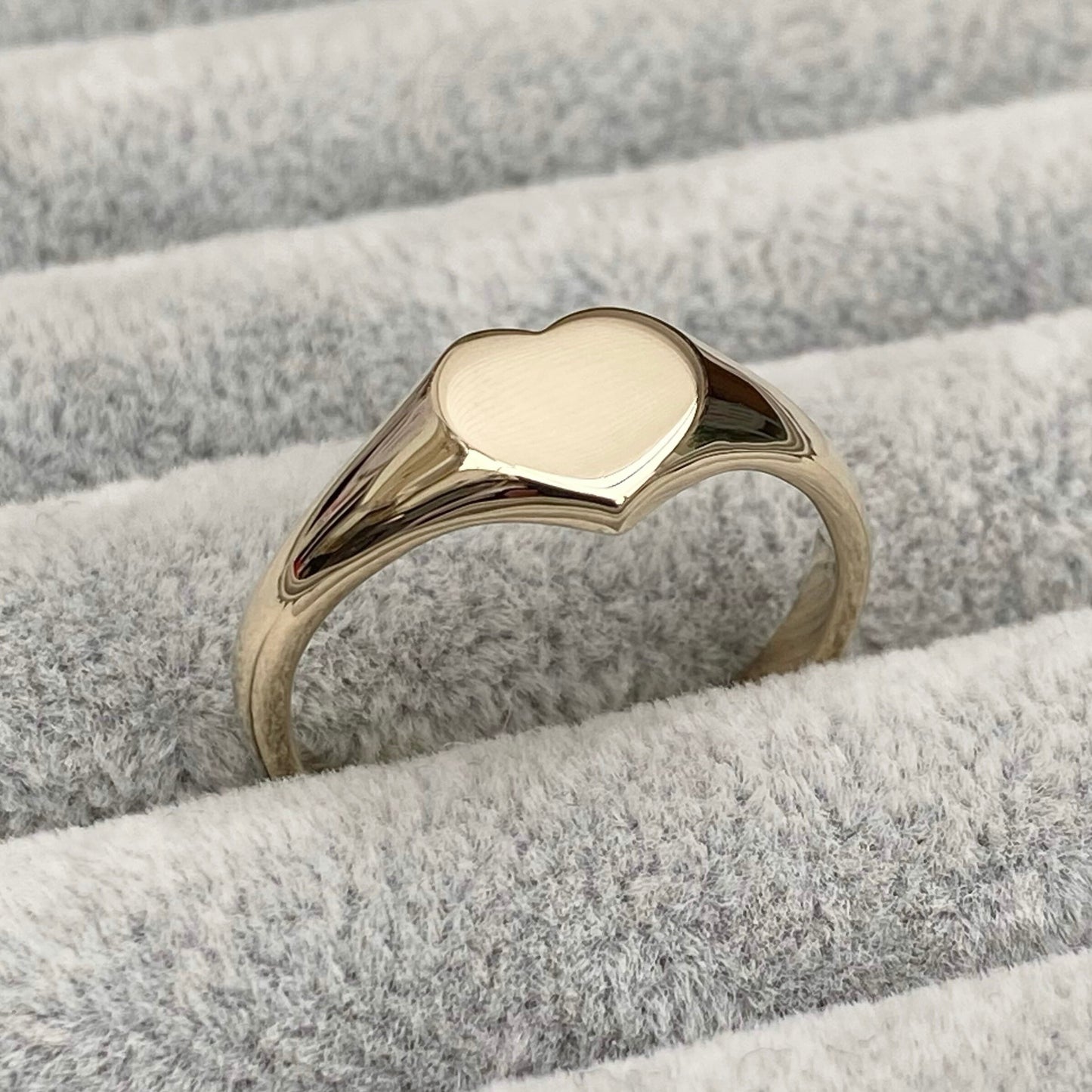 Handmade 9ct yellow gold ladies small heart signet ring