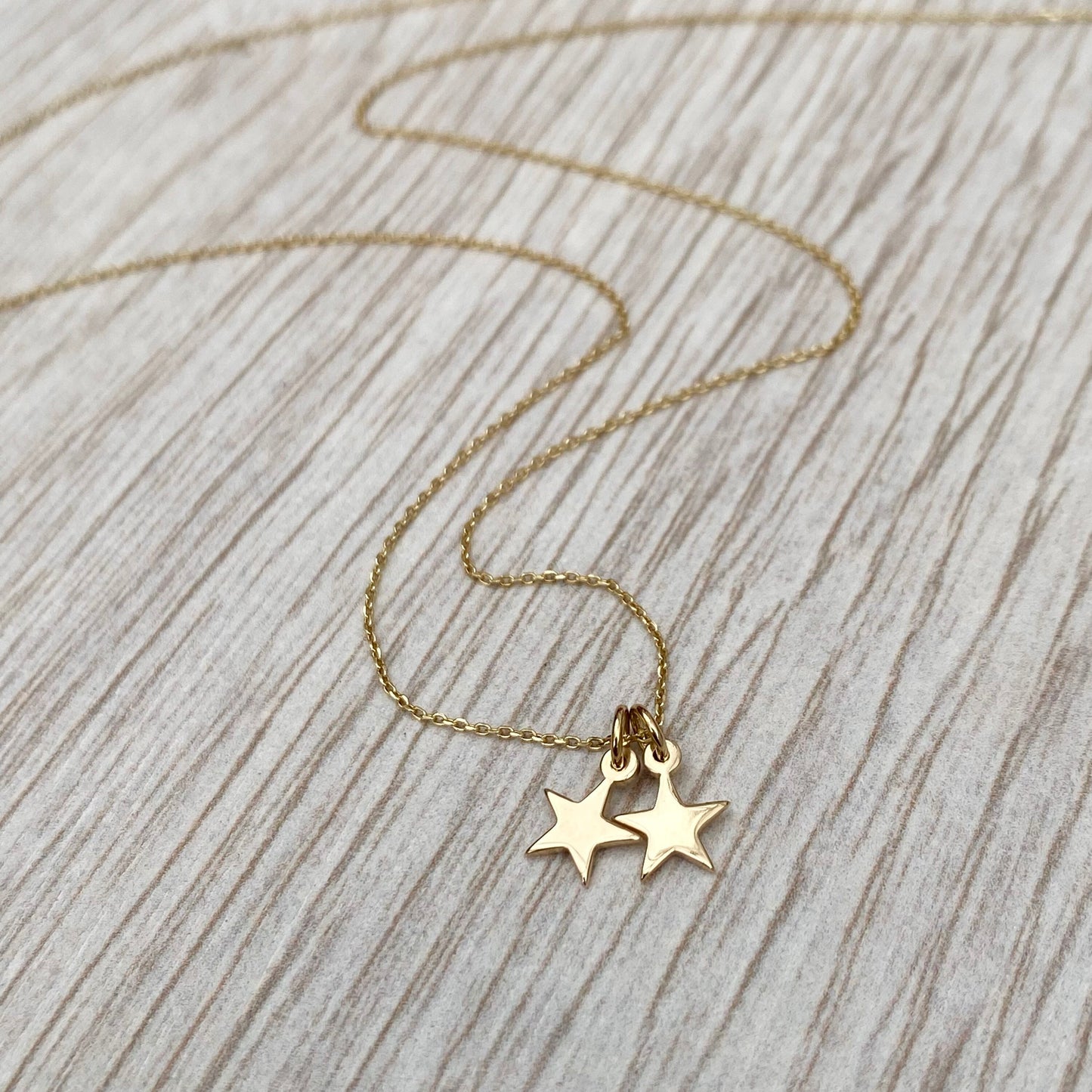 9ct yellow gold tiny star letter charm pendants and chain