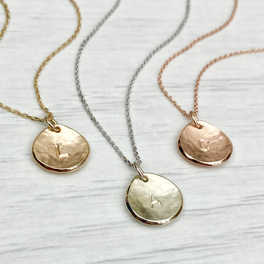 Handmade 9ct solid yellow, rose or white gold 10mm petal charm pendant and chain