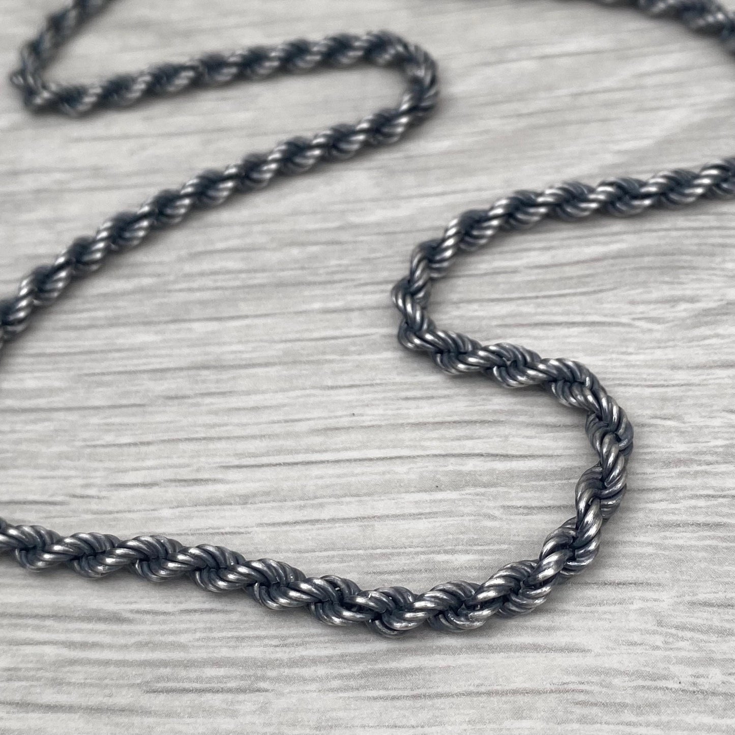 New listing - Men's oxidised silver rope chain - 4.3mm wide - 20 inch - British vintage jewellery