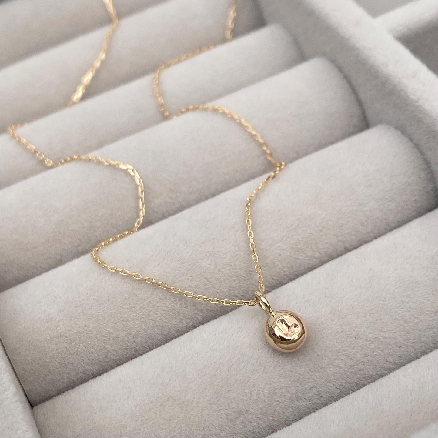Handmade 9ct yellow, white or rose gold tiny letter nugget charm pendant on a fine trace chain