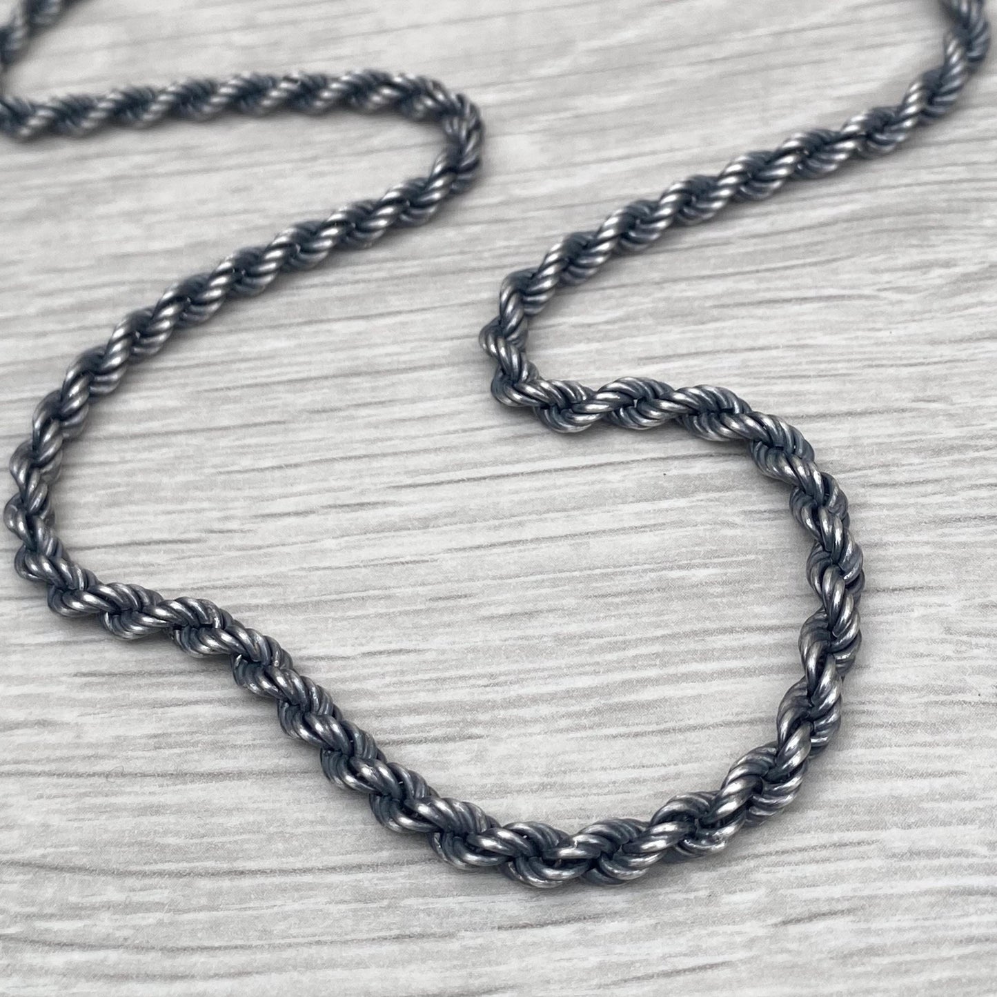 New listing - Men's oxidised silver rope chain - 4.3mm wide - 20 inch - British vintage jewellery