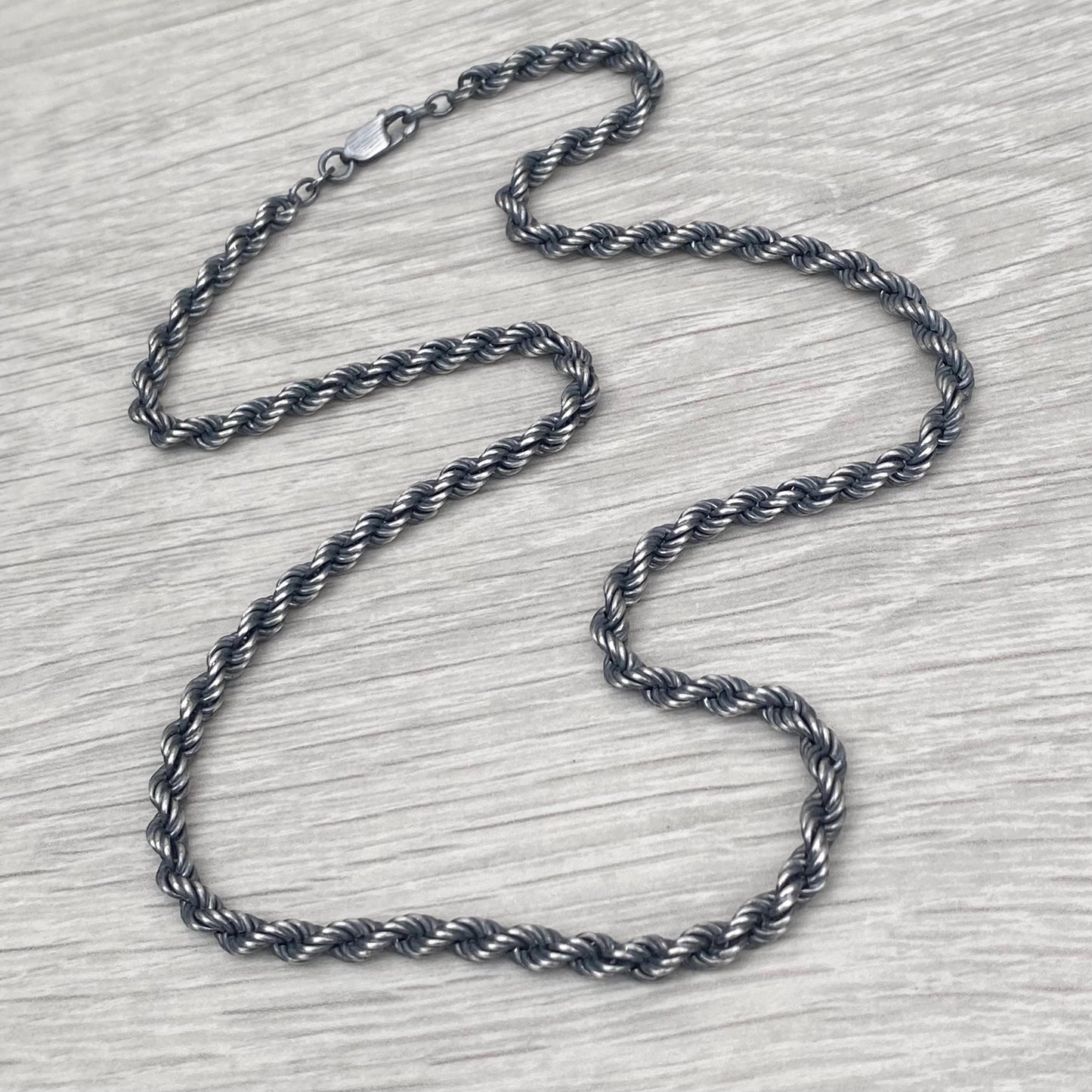 New listing - Men's oxidised silver rope chain - 4.3mm wide - 20 inch - British vintage jewellery