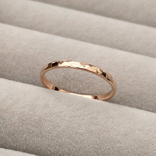 Handmade 9ct rose gold hammered finish 1.8mm court ring - Made from vintage gold