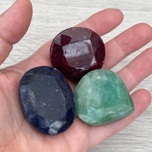 Vintage large Emerald Ruby and Sapphire gemstones