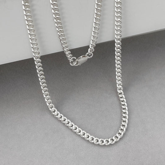 Oxidised or polished sterling silver rounded curb chain