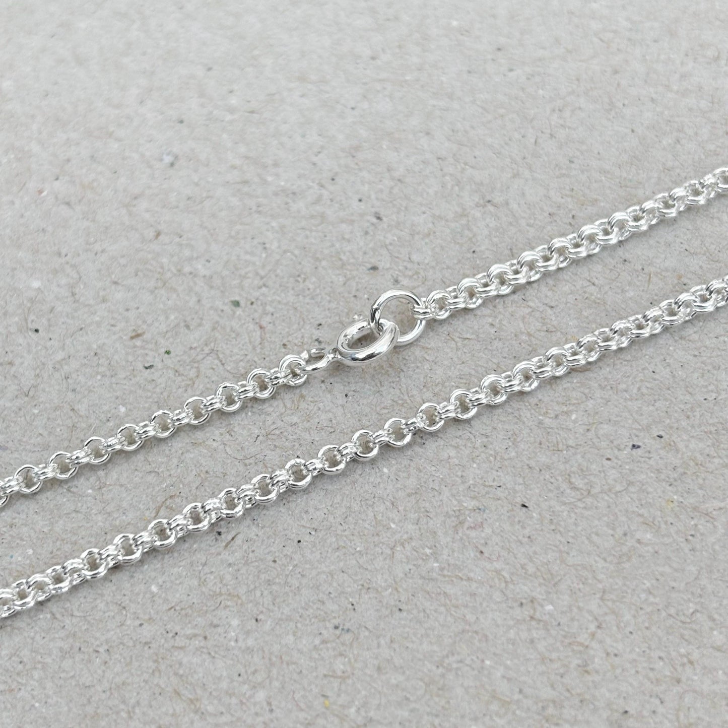 Oxidised or polished sterling silver 2.2mm wide double link belcher chain