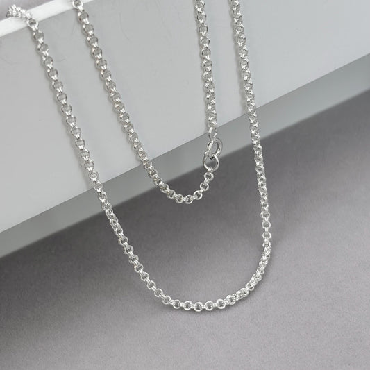 Oxidised or polished sterling silver 2.2mm wide double link belcher chain