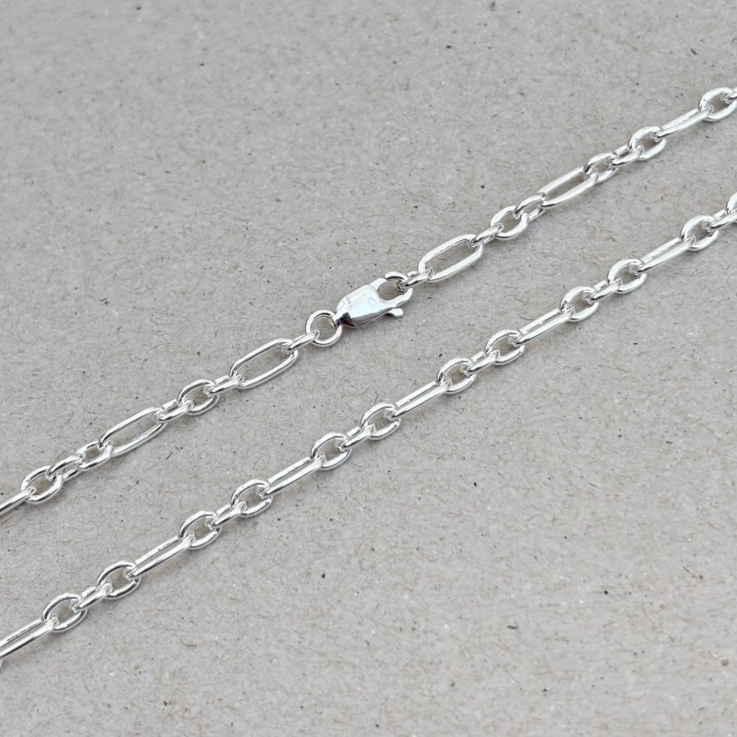 Oxidised or polished sterling silver fetter link chain
