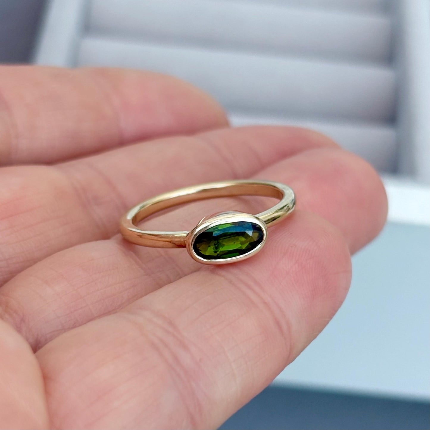 New listing - Handmade 9ct solid yellow gold natural Green Tourmaline ring