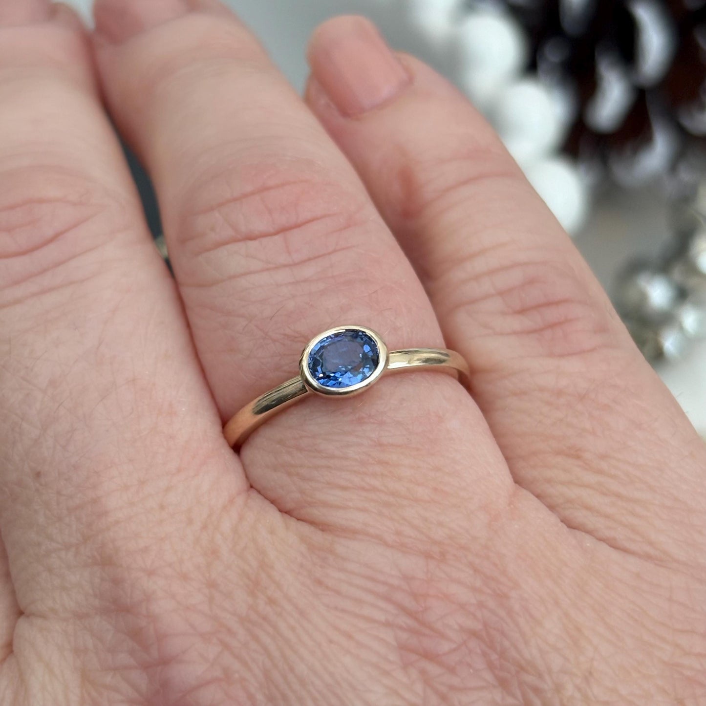 New listing - Handmade 9ct solid yellow gold natural Blue Sapphire ring